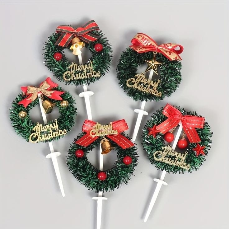 Christmas Wreath Cake Decoration Topper - Memories InsiteCHRISTMAS GARLAND TOPPERS-1